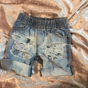Denim destroyed acid wash toddler shorts